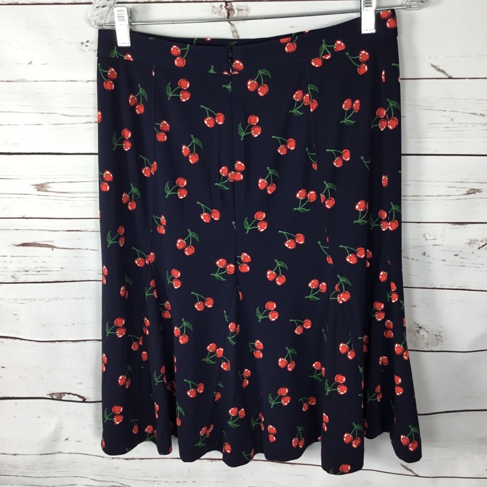 Talbots Navy Skirt with Red Cherry Print